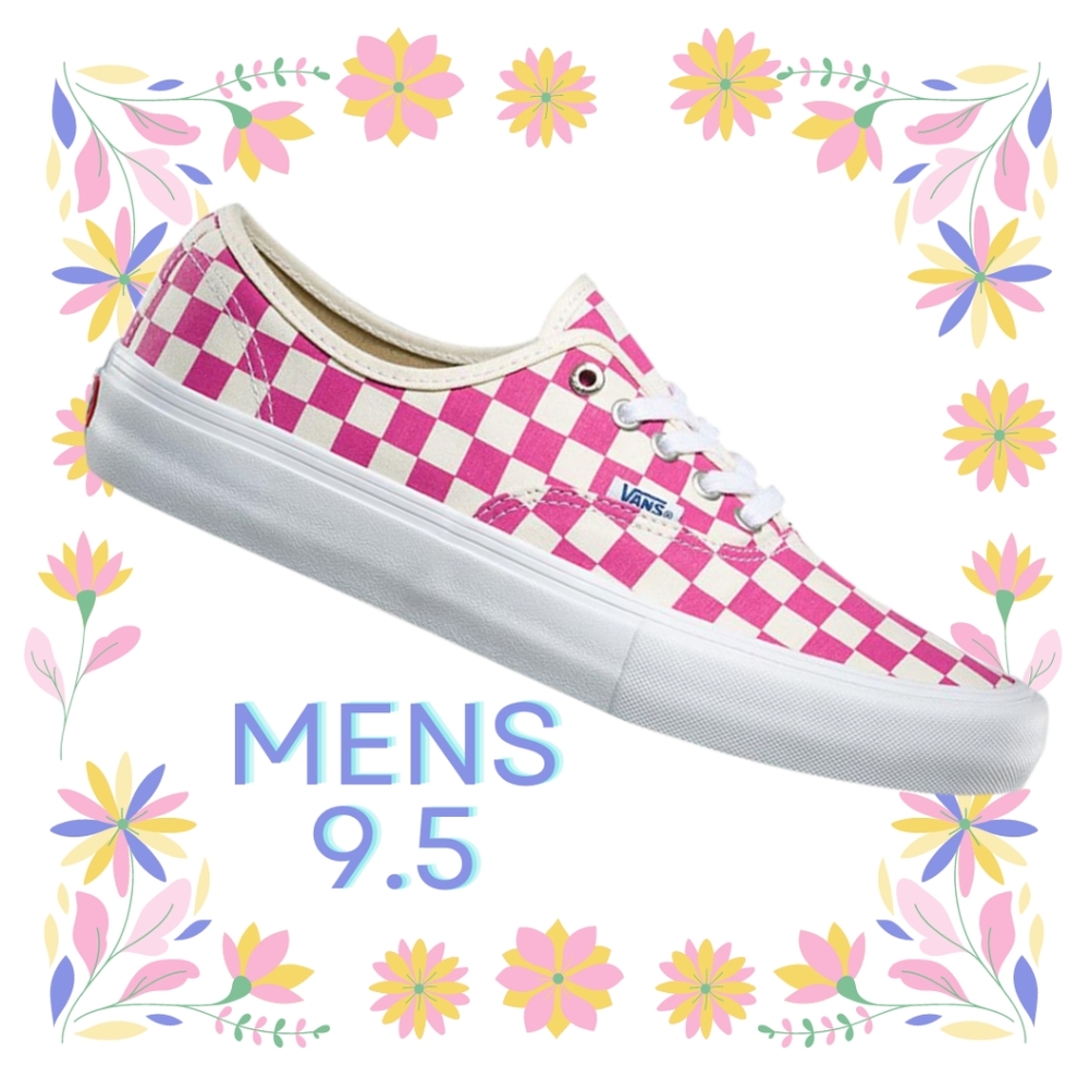 Vans Authentic Pro Fuschia Checkerboard Pink White UltraCush Men's Size 9.5 - Picture 1 of 2